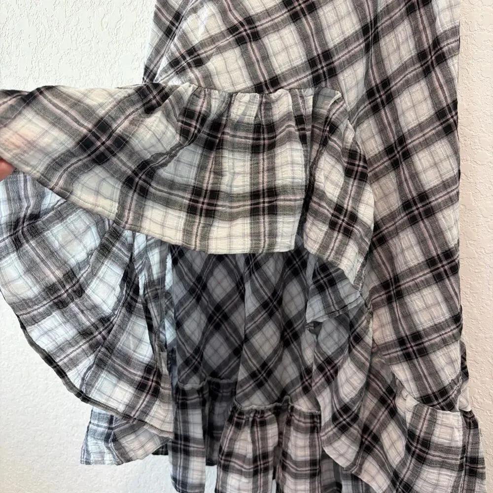 Sincerely Jules NWT Asymmetrical Hem Ruffle Plaid Witchy Goth Skirt Large
